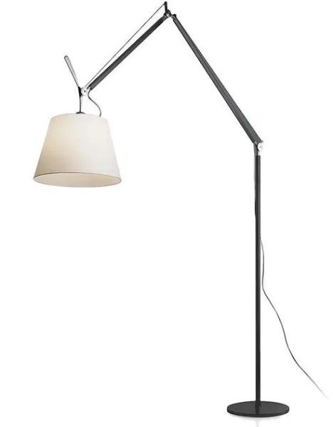 Artemide Tolomeo Mega Golvlampa Svart kropp 32 cm Pergamentskärm med dimmer