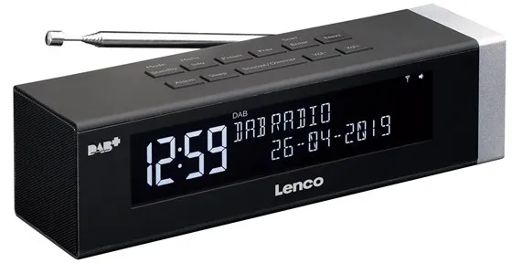 Lenco CR-630BK - Stereo DAB+/FM väckarklockradio med USB-port och AUX-ingång - Svart - DAB/DAB+/FM - Stereo - Svart